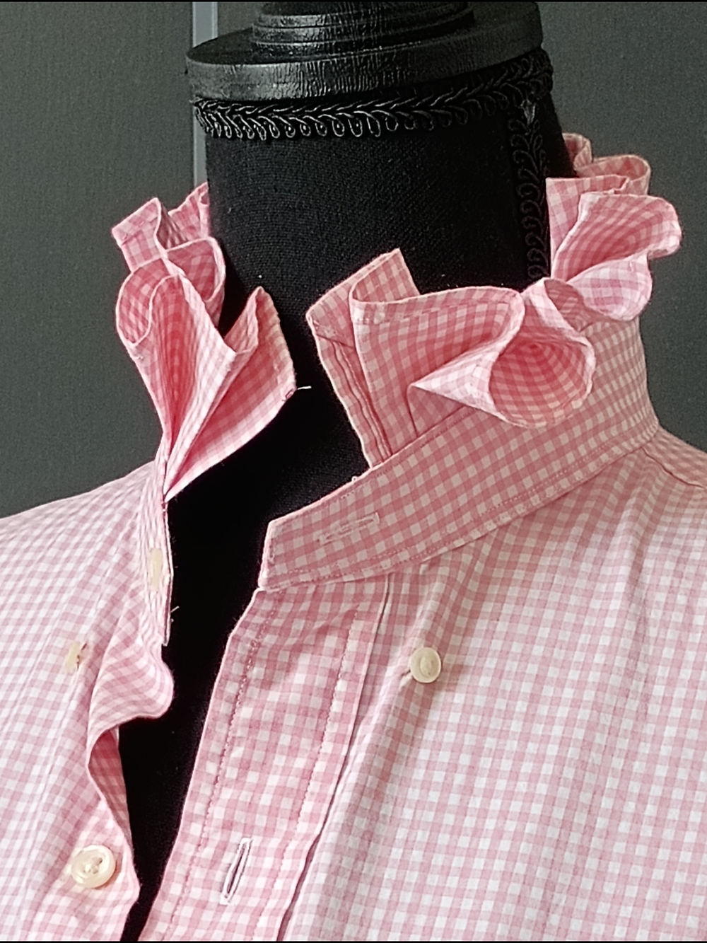 Upcycled Women's Ralph Lauren Ruffled Collar Shirt #054 - Picture 2 of 10